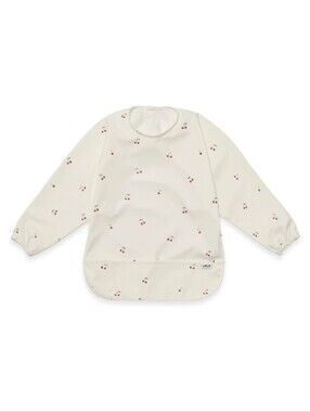 NWT Lalo Long Sleeve Smock Bib Cherry 6M–2T Waterproof Baby Feeding Bib